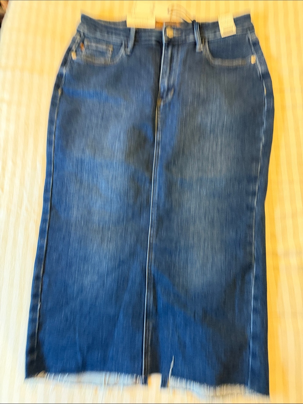 Judy Blue Medium Wash Denim Pencil Skirt with Back Slit - Picture 3 of 7